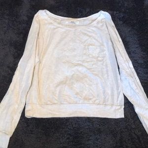 Juniors Size L Ivory Top with Lace Pocket Detail